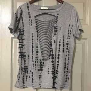 Grey/black ribbed tee